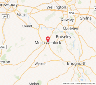 Map of Much Wenlock, EnglandEngland