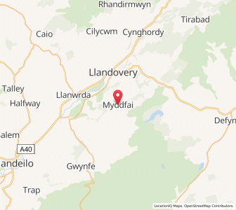 Map of Myddfai, WalesWales