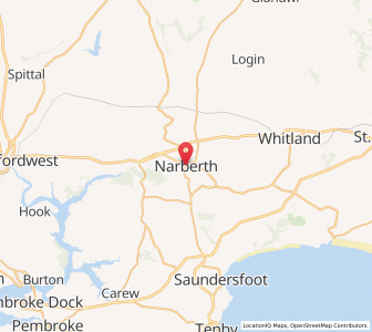 Map of Narberth, WalesWales