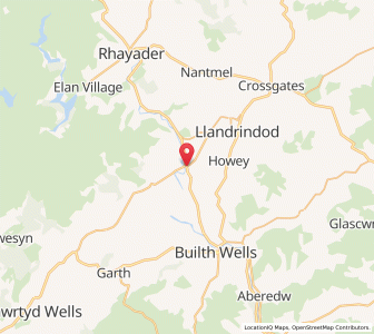 Map of Newbridge on Wye, WalesWales