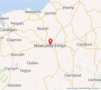 Map of Newcastle Emlyn, WalesWales