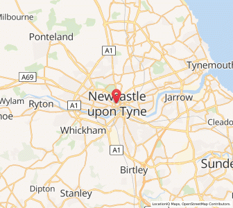 Map of Newcastle upon Tyne, EnglandEngland
