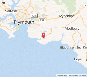 Map of Newton Ferrers, EnglandEngland