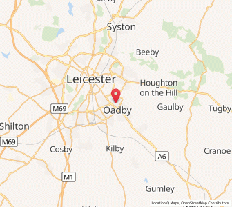 Map of Oadby, EnglandEngland