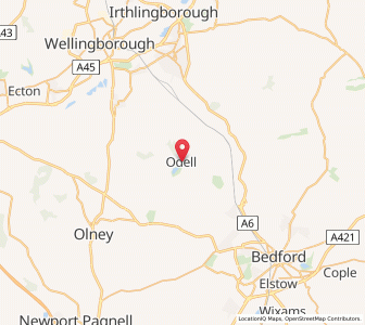 Map of Odell, EnglandEngland