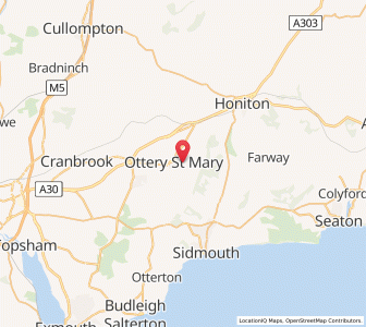 Map of Ottery Saint Mary, EnglandEngland