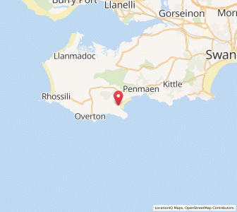 Map of Oxwich, WalesWales