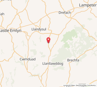 Map of Pencader, WalesWales