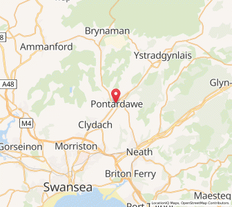 Map of Pontardawe, WalesWales