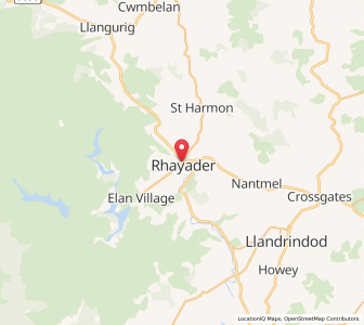 Map of Rhayader, WalesWales