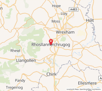 Map of Rhosllanerchrugog, WalesWales