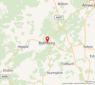 Map of Rothbury, EnglandEngland