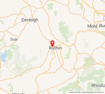 Map of Ruthin, WalesWales