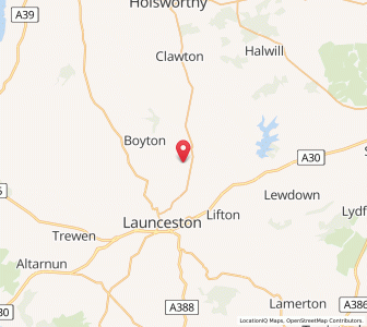 Map of Saint Giles on the Heath, EnglandEngland