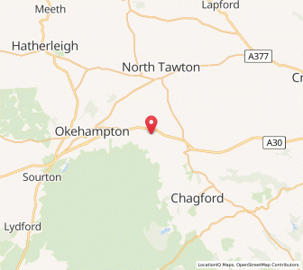 Map of South Tawton, EnglandEngland
