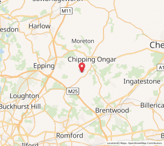 Map of Stanford Rivers, EnglandEngland