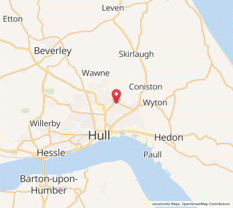 Map of Sutton on Hull, EnglandEngland
