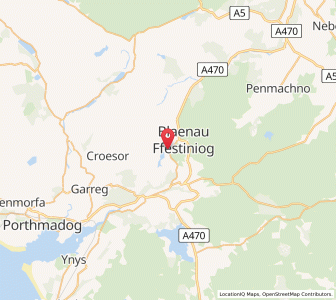 Map of Tanygrisiau, WalesWales