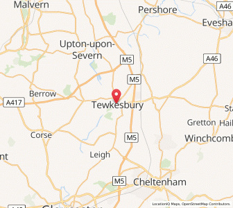 Map of Tewkesbury, EnglandEngland