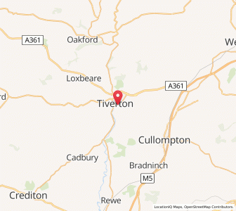 Map of Tiverton, EnglandEngland