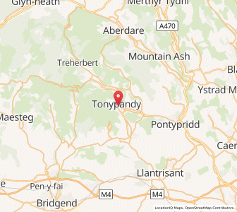 Map of Tonypandy, WalesWales