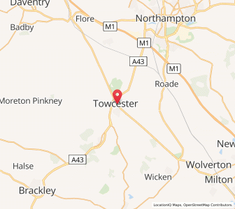 Map of Towcester, EnglandEngland