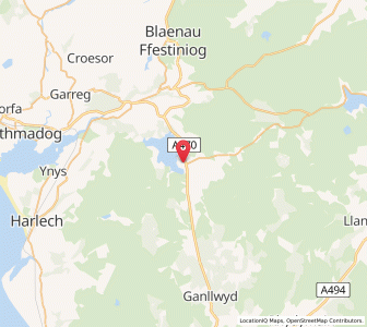 Map of Trawsfynydd, WalesWales