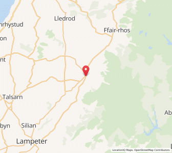 Map of Tregaron, WalesWales