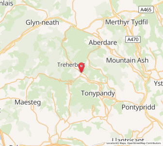 Map of Treorchy, WalesWales