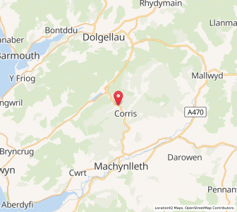 Map of Upper Corris, WalesWales
