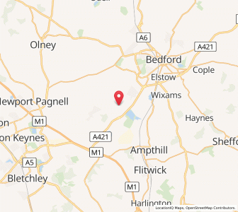 Map of Upper Shelton, EnglandEngland