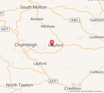 Map of West Worlington, EnglandEngland