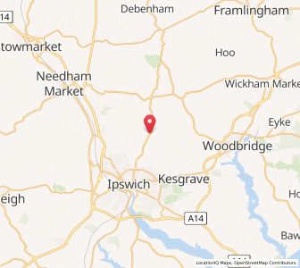 Map of Witnesham, EnglandEngland