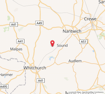 Map of Wrenbury, EnglandEngland