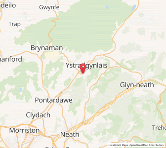 Map of Ystradgynlais, WalesWales