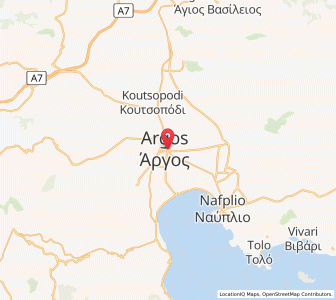 Map of Árgos, Peloponnese