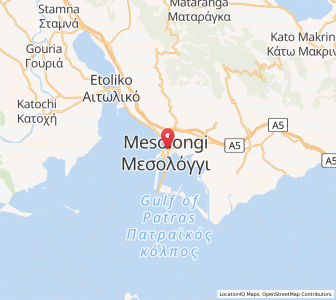 Map of Mesolóngi, West Greece