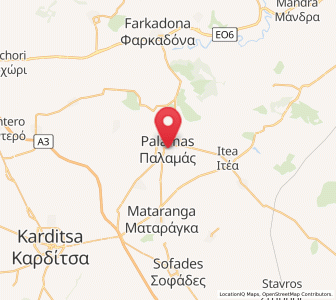 Map of Palamás, Thessaly