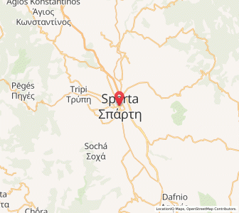 Map of Sparta, Peloponnese