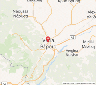 Map of Véroia, Central Macedonia
