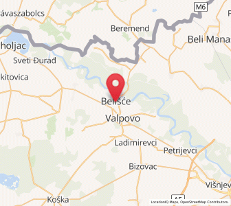 Map of Belišće, County of Osijek-Baranja
