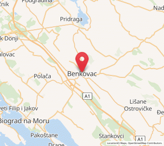 Map of Benkovac, County of Zadar