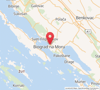 Map of Biograd na Moru, County of Zadar