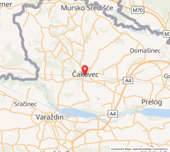 Map of Čakovec, County of Međimurje