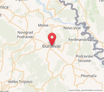 Map of Đurđevac, County of Koprivnica-Križevci