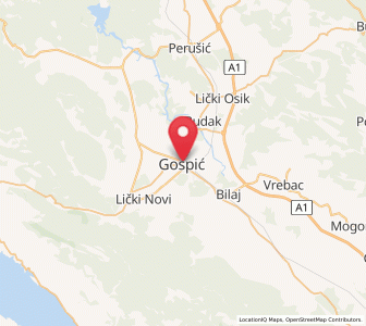 Map of Gospić, County of Lika-Senj