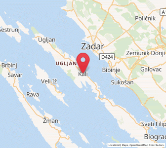 Map of Kali, County of Zadar