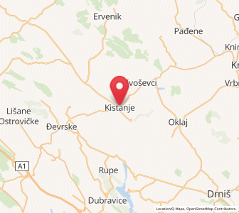 Map of Kistanje, Šibenik-Knin
