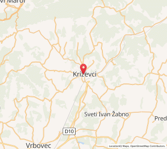 Map of Križevci, County of Koprivnica-Križevci
