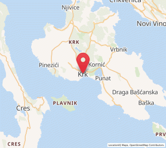 Map of Krk, County of Primorje-Gorski Kotar